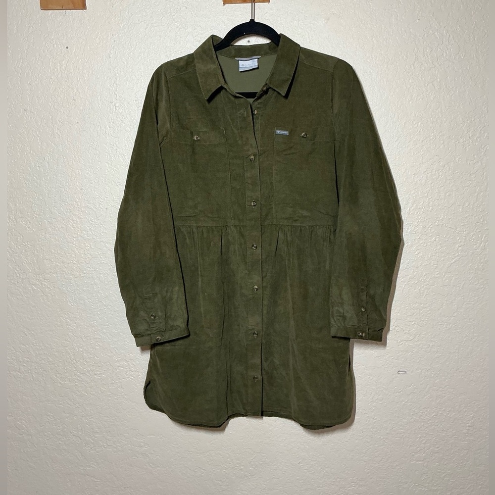 Columbia Olive Green Corduroy Button-Up Dress